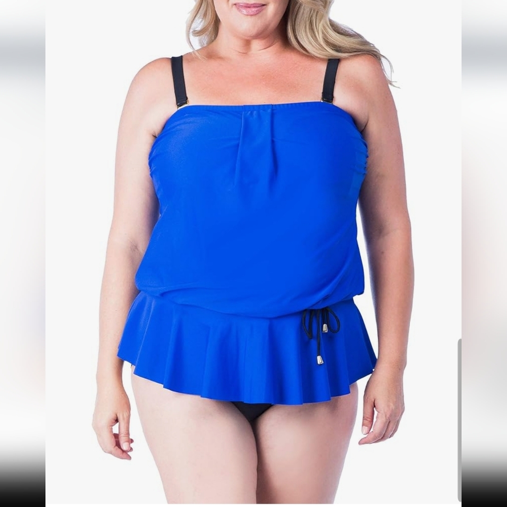 Plus Size 22 Womens Blue One Piece Swimsuit Maxine Of Hollywood Swim